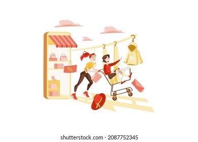 Flash Sale Illustration concept. Flat illustration isolated on white background.