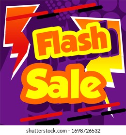 Flash sale isolated on purple background.vector illustration