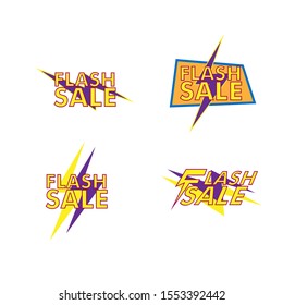 flash sale label or banner set with badge template icon