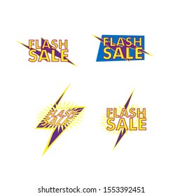 flash sale label or banner set with badge template icon