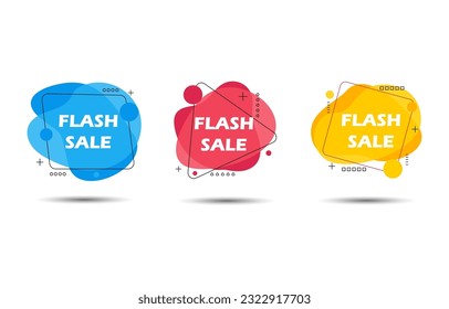 Flash Sale Label Set with flat color concept