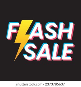 flash sale lettering with lightning icon for vector design element