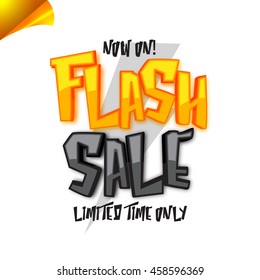 Flash Sale for Limited Time Only, Creative curled corner, Poster, Banner, Flyer or Pamphlet with stylish Typography.