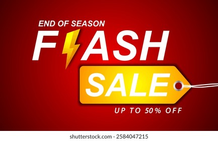 Flash Sale, limited time special offer banner, discount up to 50%. Sale discount banner.  Can be used for banners, web design, posters. Vector isolated on background.