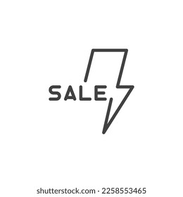 Flash sale line icon. linear style sign for mobile concept and web design. Flashlight sale promotion outline vector icon. Symbol, logo illustration. Vector graphics