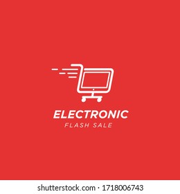 Flash sale logo icon sign for electronic store. Fully editable vector illustration. Perfect for retail advertisement, poster, banner, etc