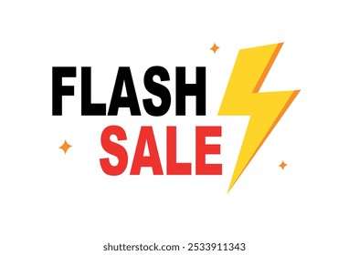 Flash sale logo with lightning. Flash sale banner. shopping day promotion, online shopping, special Offer coupon, voucher, banner template, websites, social media advertising vector illustration.