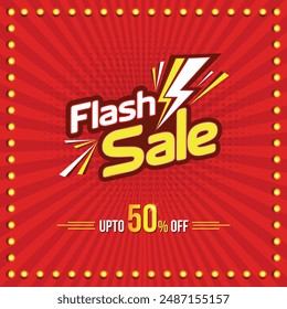 Flash Sale Logo Unit Vector Design. Retro, Retail, Fashion, 
Electronics , Gadgets Etc., 50% Off