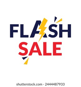 Diseño de Anuncio de Vector de logotipo de venta en flash. Venta Flash 50% de descuento Logo Concept con rayo.