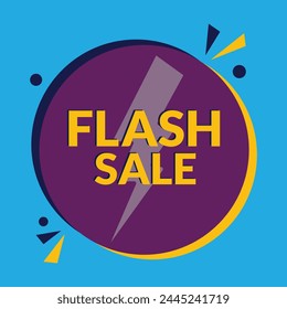 Flash-Verkauf-Logo-Vektorgrafik-Banner-Design. Flash Sale 50% Rabatt auf Logo Concept mit Thunderbolt.