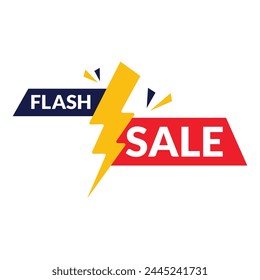 Flash sale logo vector banner design. Flash Sale 50% off Logo Concept with thunderbolt.