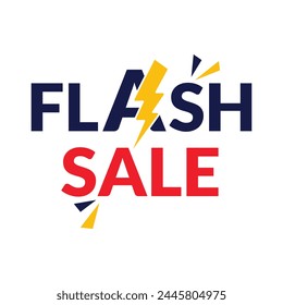 Flash sale logo vector banner design. Flash Sale 50% off Logo Concept with thunderbolt.