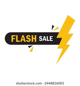 Flash sale logo vector banner design. Flash Sale 50% off Logo Concept with thunderbolt.	
