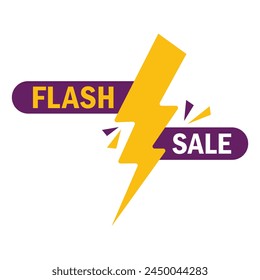 Flash sale logo vector banner design. Flash Sale 50% off Logo Concept with thunderbolt.	