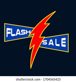 Flash sale logo vector with bolt in the middle ready to use for commercial advertisement elements