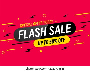 Flash Sale, Mega Sale, Special Offer Today, Final Sale banner on red background, vector illustration.