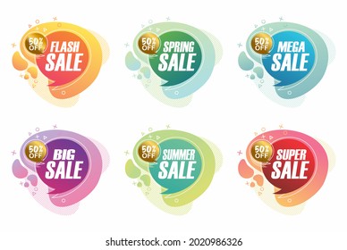 Flash Sale, Mega Sale, Spring,Summer,Super Sale  Special Offer Price Sign. Advertising Discounts Vector Tags Symbol  Collection.