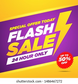 Flash Sale Modern Banner Text Yellow and purple Background