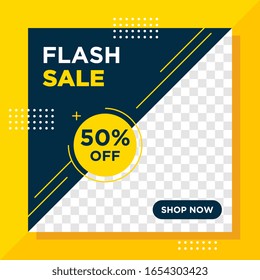 Flash Sale Modern promotion square web banner for social media mobile apps. Editable Post Template Social Media.