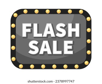 Flash sale monochrome marketing banner. Limited time hot deal light bulb frame black and white illustration advertising online. Shop now. Black friday 2D outline cartoon image, event special offer