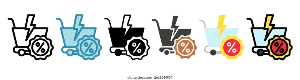 Flash Sale multi style, mini illustration icon. use for modern concept, print, UI, UX kit, web and app development. Vector related to commerce, retail, marketing and shopping.