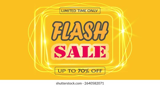 Flash Sale Neon Effect Vector Illustration