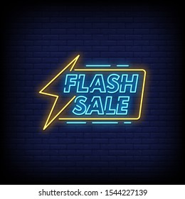 Flash Sale Neon Signs Style Text Vector