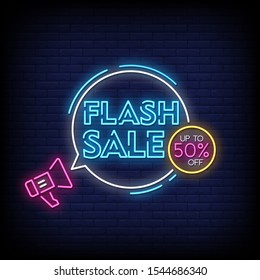 Flash Sale Neon Signs Style Text Vector