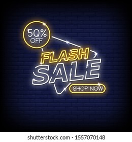Flash Sale Neon Signs Style Text Vector