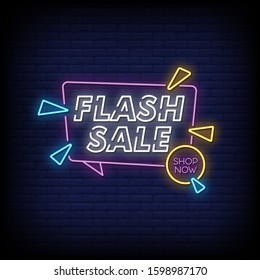 Flash Sale Neon Signs Style Text Vector