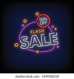 Flash Sale Neon Signs Style Text Vector