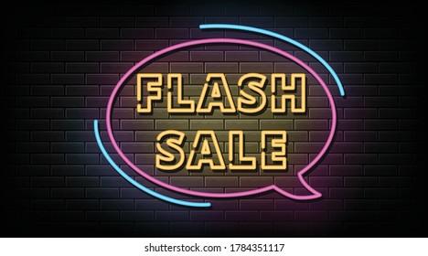 Flash sale neon signs vector. Design template neon sign