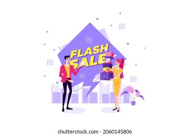 Flash Sale Offer Illustration concept. Flat illustration isolated on white background.
