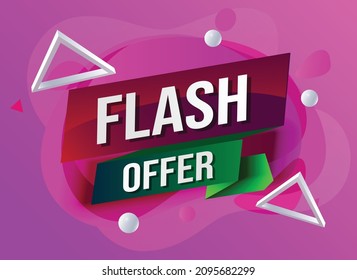 Flash sale offer tag. Banner pink design template for marketing. Special offer promotion or retail. background banner modern graphic design for store shop, online store, website, landing page