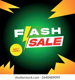 Flash Sale Only Today Vector Isolated on Gradient Dark Green Background	
