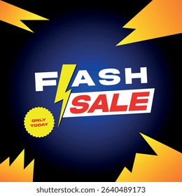 Flash Sale Only Today Vector Isolated on Gradient Dark Blue Background	