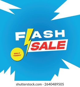 Flash Sale Only Today Vector Isolated on Gradient Blue Background	

