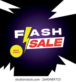 Flash Sale Only Today Vector Isolated on Gradient Dark Blue Background	
