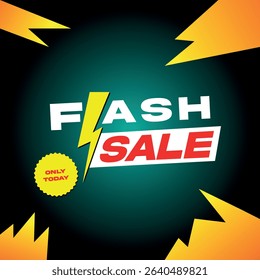 Flash Sale Only Today Vector Isolated on Gradient Green Blue Background	
