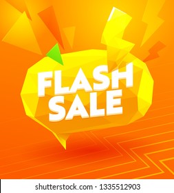 Flash Sale orange typography banner. Special sale banner concept. Low poly style. Vector Flash promo art. 