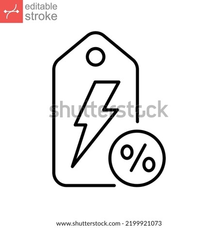 Flash sale outline icon. Stock clearance special offer banner, discount price tag big sale advertisement. Promotion thunder shape Editable stroke Vector illustration Design on white background EPS10