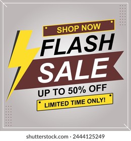 Flash sale plat vector EPS editable file design for social media and shops for 50% discount offer.