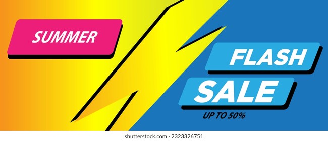 Flash sale poster, sale banner design template with 3d editable text effect