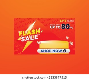 
Flash sale poster or banner with flash icon and text on background. orange and yellow flash sale banner template design for campaign Flash sales on social media and websites