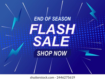 Flash Sale Poster or banner with Flash icons and blue background. Flash Sales banner template design for social media and websites. Special Offer Flash Sale campaign for promotion of products