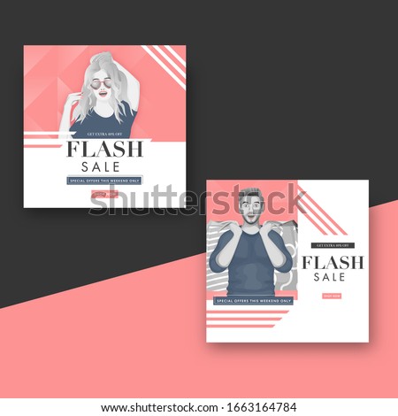 Flash Sale Poster Design with 40% Discount Offer in Two Option.