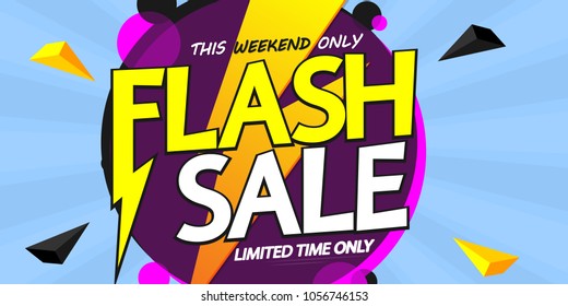 Flash Sale, poster design template, vector illustration