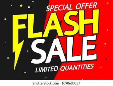 Flash Sale, poster design template, special offer, vector illustration