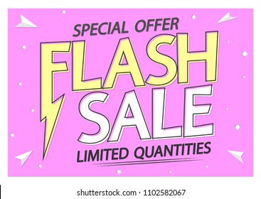 Flash Sale, poster design template, special offer, vector illustration