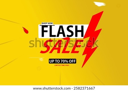 Flash sale poster, sale design template, with text effect, flash sale, up to 70% off, offer, 70%, discount, best price, 70% off, shop now